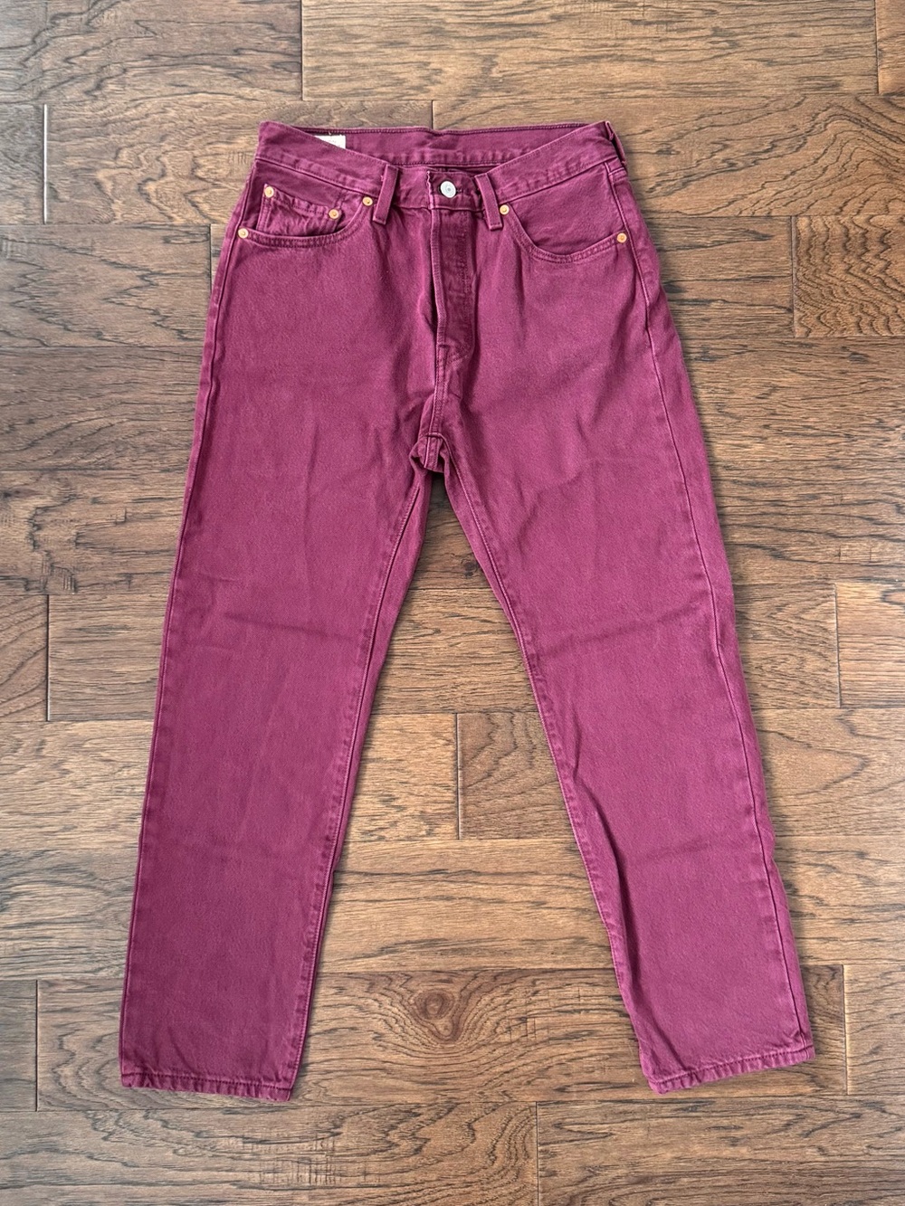 NWOT Levi's 501 Original Cropped Women's Jeans Burgundy Wine